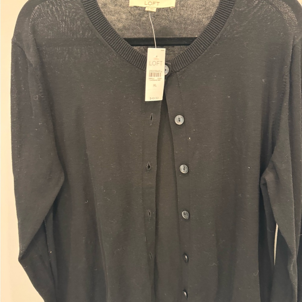 LOFT  NWT Charcoal Button-Up Cardigan